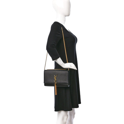 Saint Laurent Grain De Poudre Medium Classic Monogram Kate Tassel Satchel Black 2 of 14