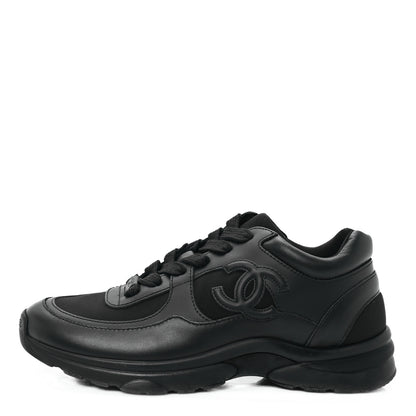 Chanel Lambskin Fabric CC Uniform Sneakers 38 Black 1 of 9