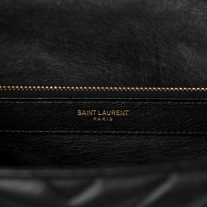 Saint Laurent Sheepskin Matelasse Chevron Monogram Large College Satchel Black 6 of 11