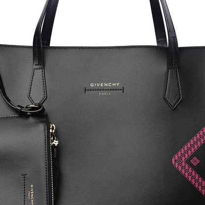 Givenchy Smooth Calfskin Logo Chain Wing Shopper Tote Black Pink 6 of 9