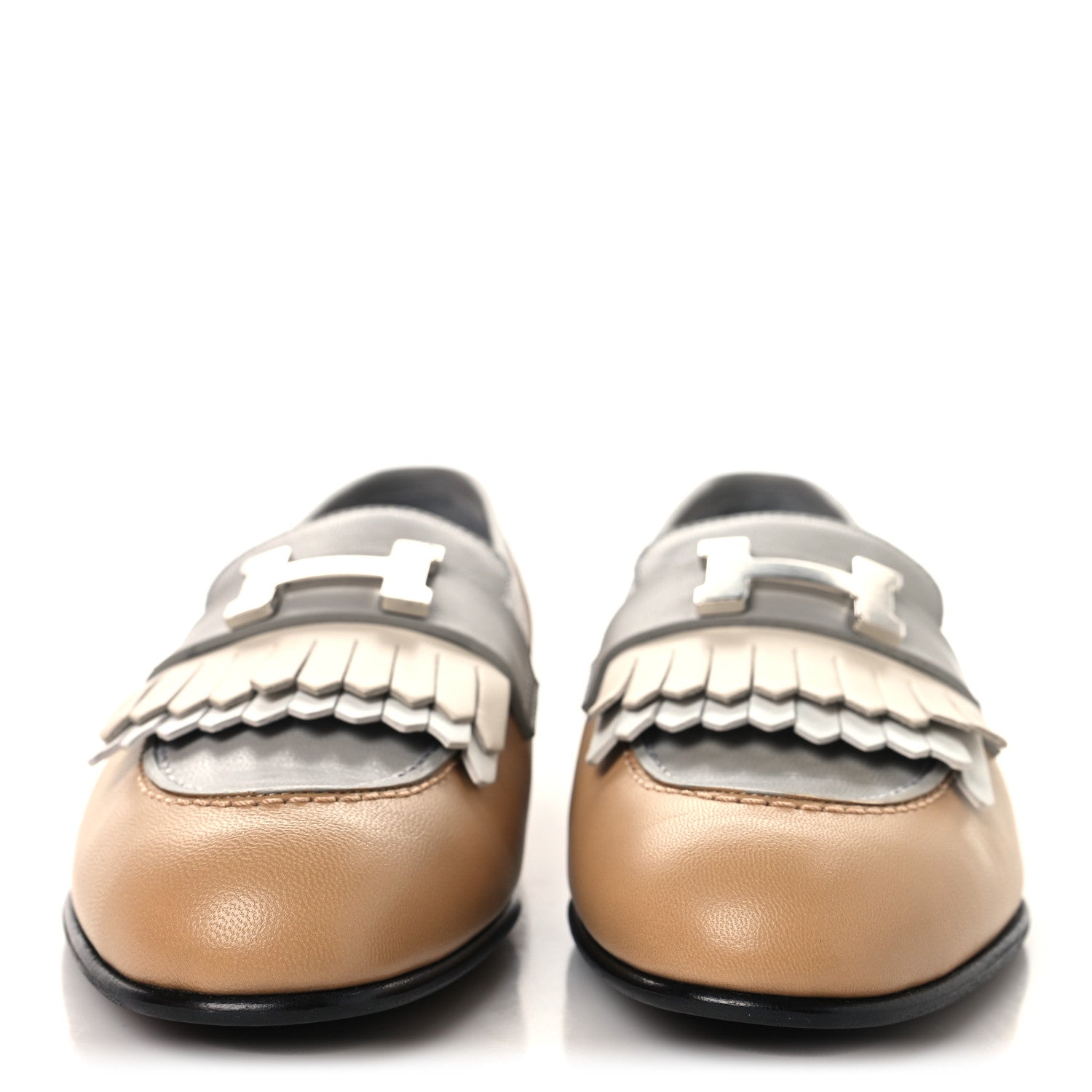 Hermes Goatskin Womens Royal Loafers 38 Beige Albinos 3 of 10