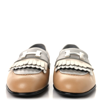 Hermes Goatskin Womens Royal Loafers 38 Beige Albinos 3 of 10