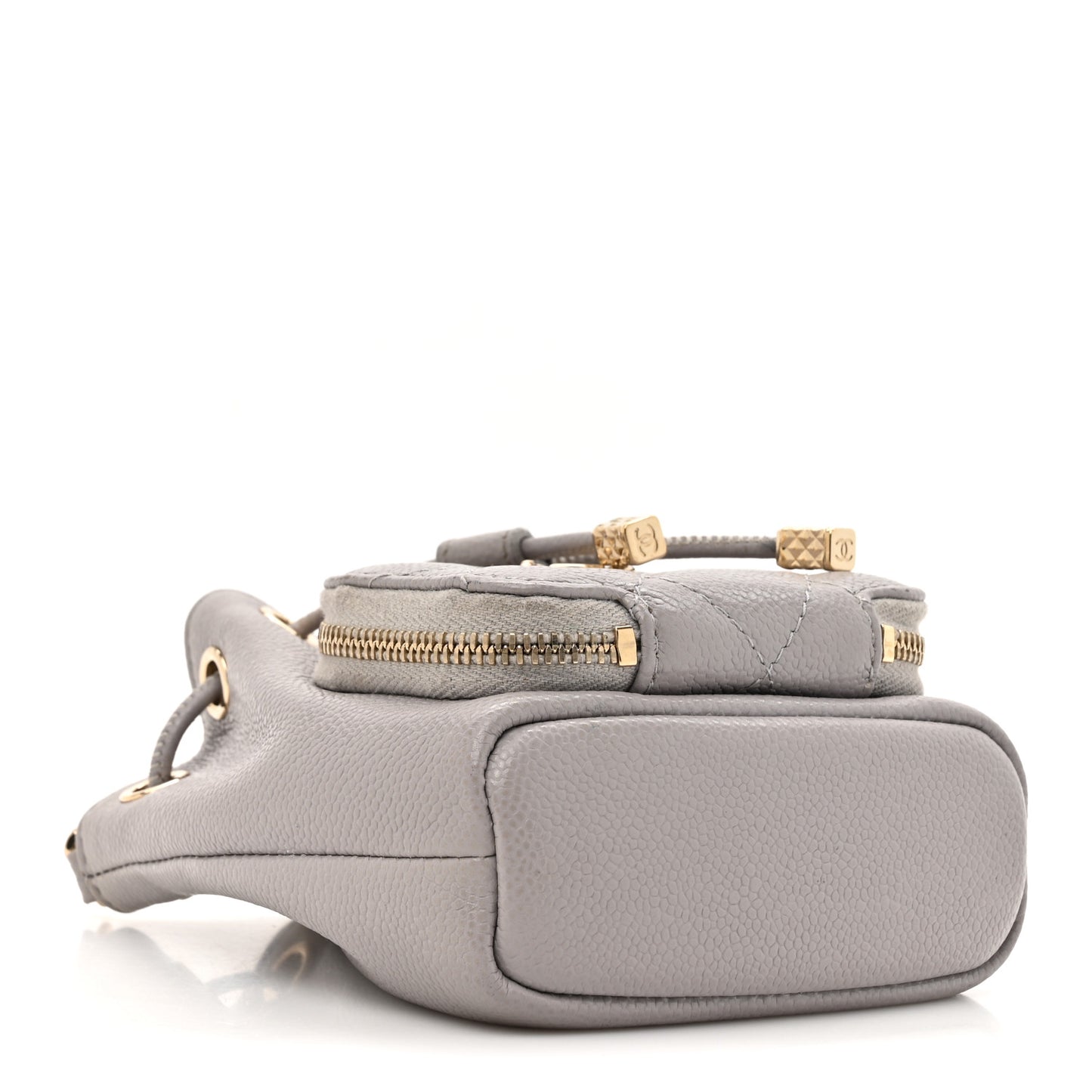 Caviar Quilted Mini CC Pocket Bucket Bag Grey