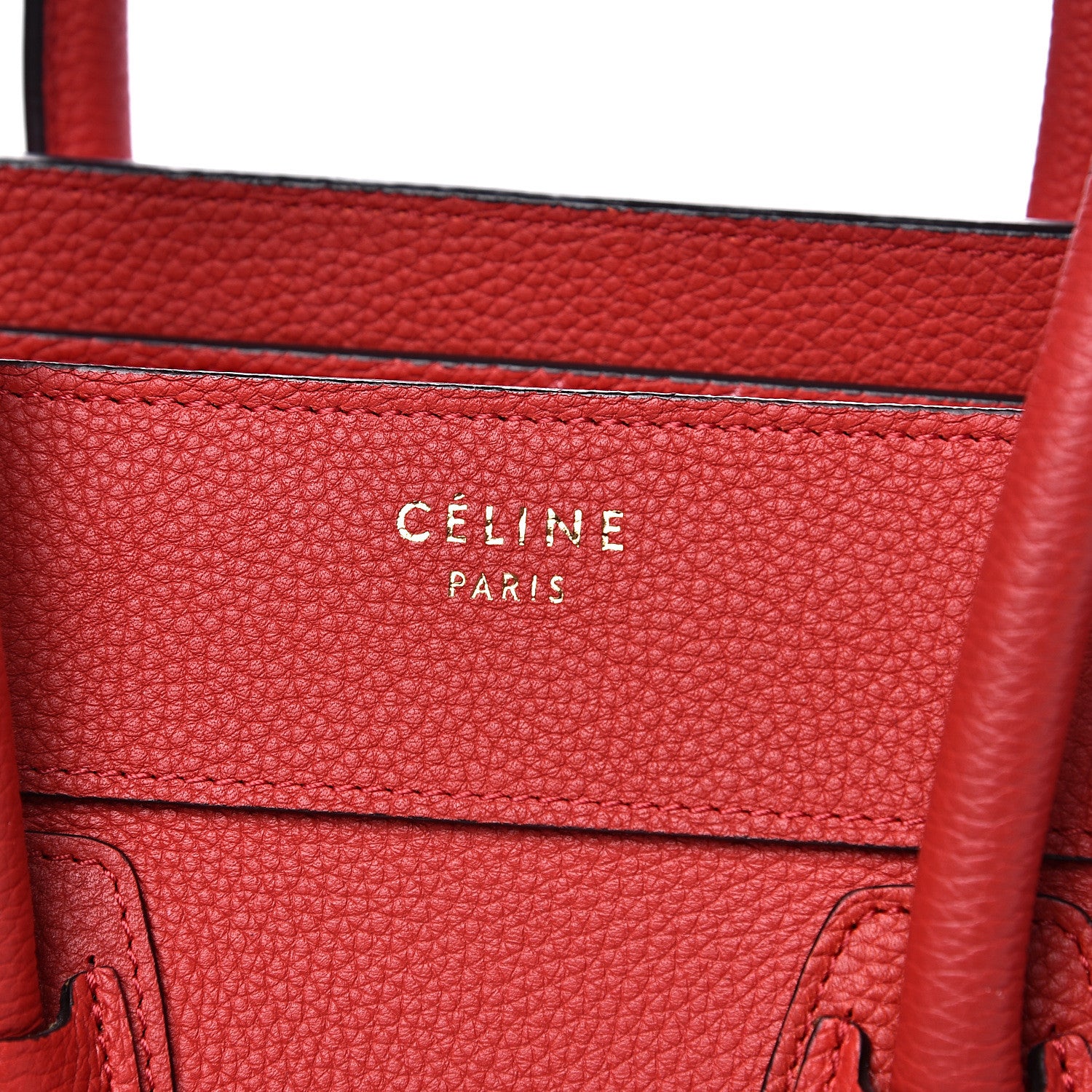 Celine Drummed Calfskin Micro Luggage Red 7 of 11