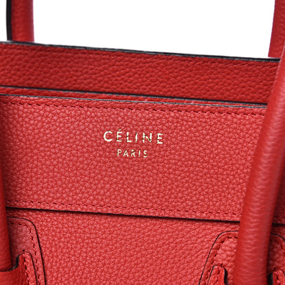 Celine Drummed Calfskin Micro Luggage Red 7 of 11