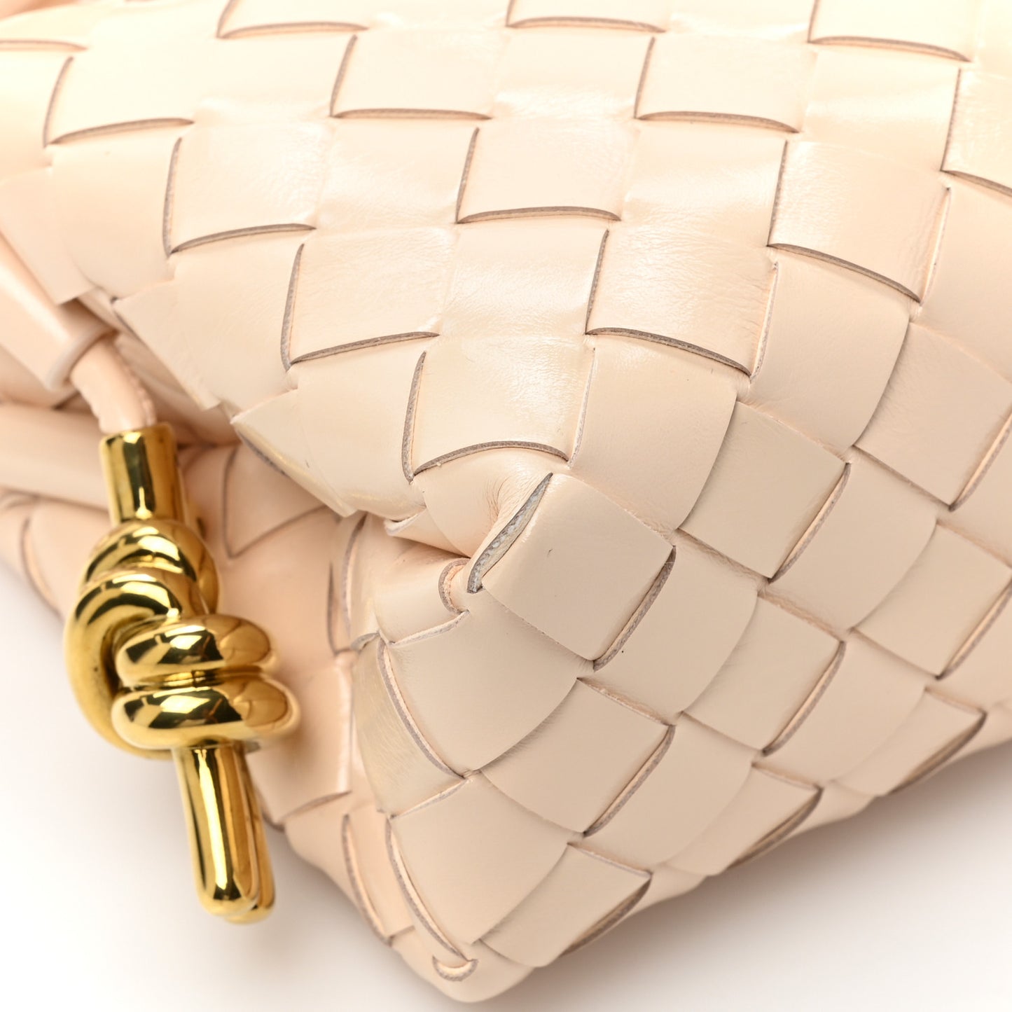 Patent Nappa Intrecciato Metallic Knot Mini Loop Camera Bag Macaroon