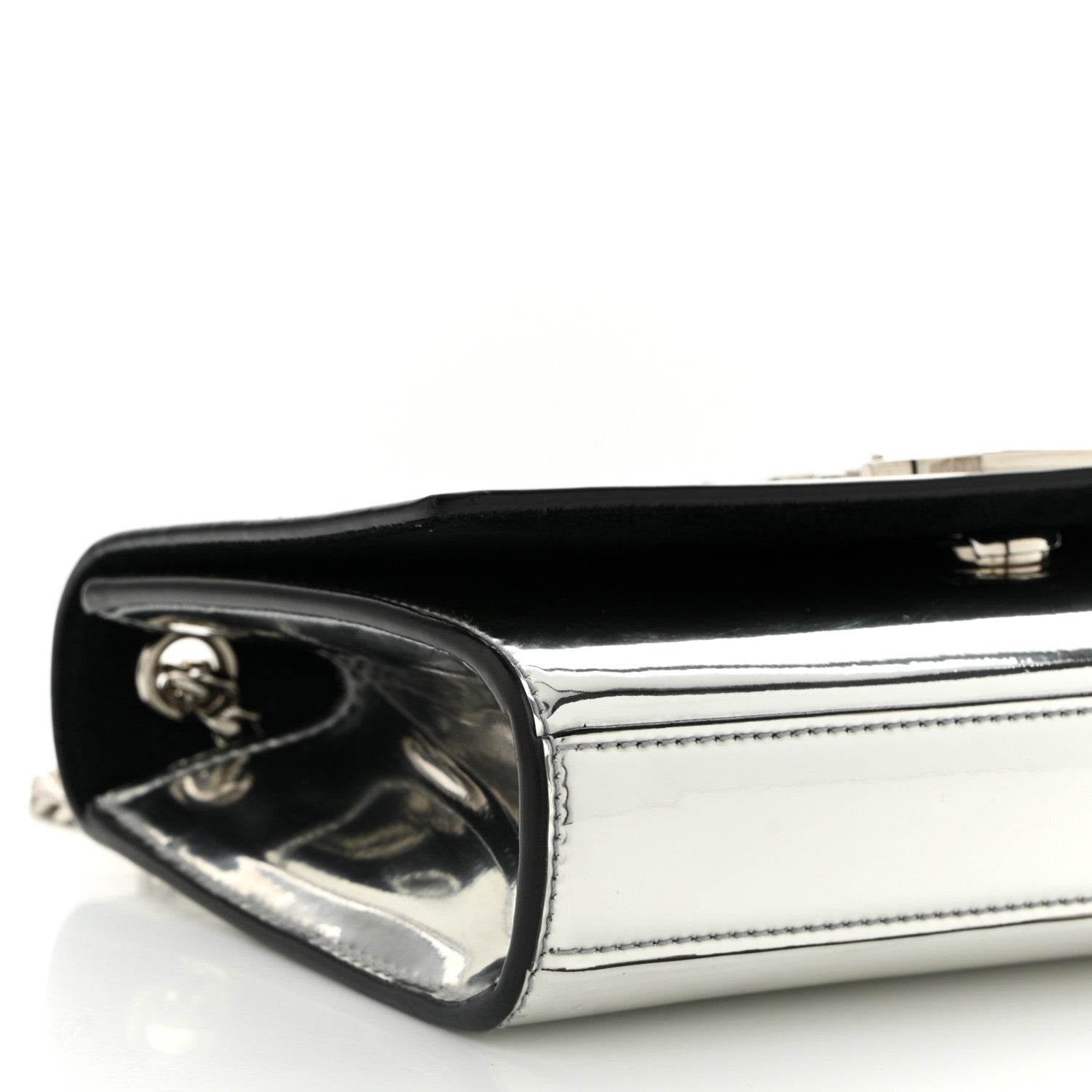 Saint Laurent Vinyl Mirror Small Classic Monogram Kate Satchel Argento 8 of 9