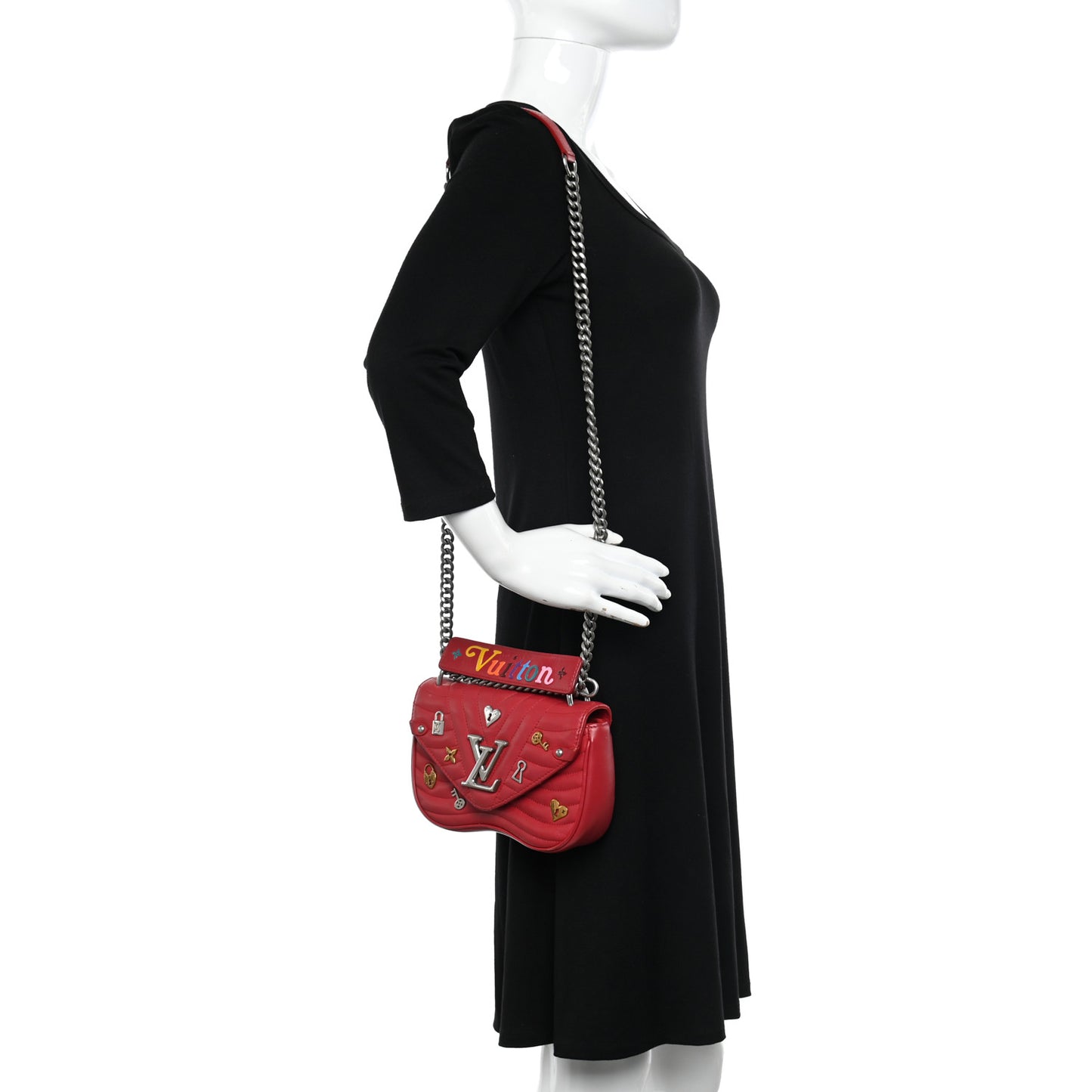 Calfskin Love Lock New Wave Chain PM Scarlet