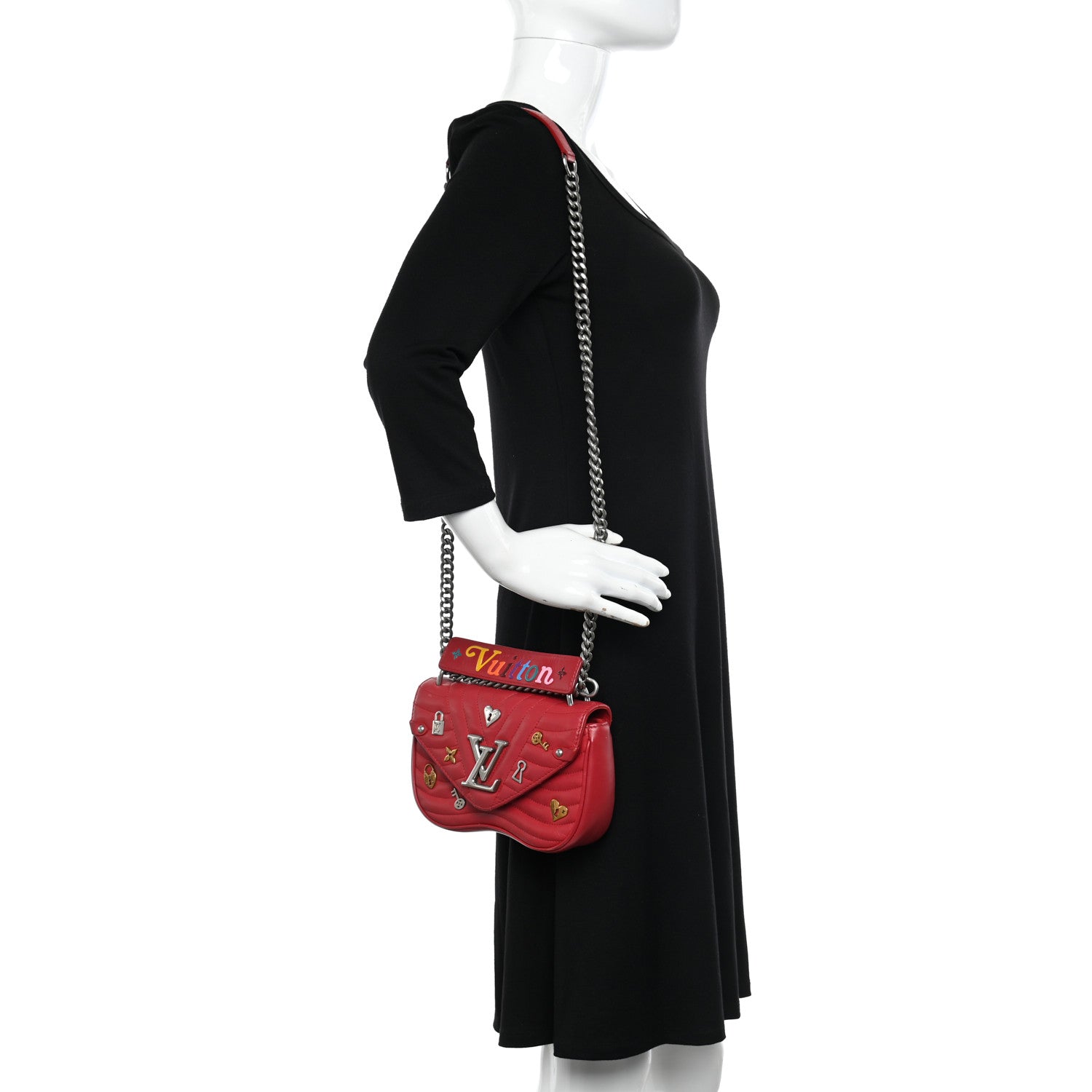 Louis Vuitton Calfskin Love Lock New Wave Chain PM Scarlet 2 of 20
