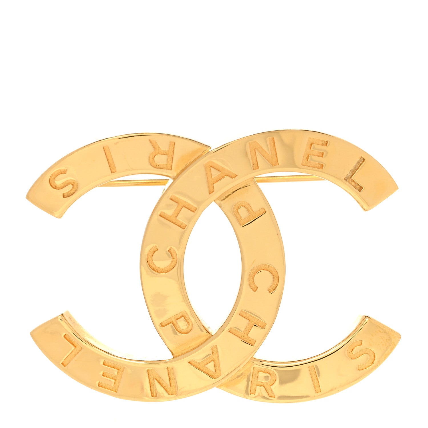 Chanel Metal Paris Button CC Large Brooch Gold 1 of 5