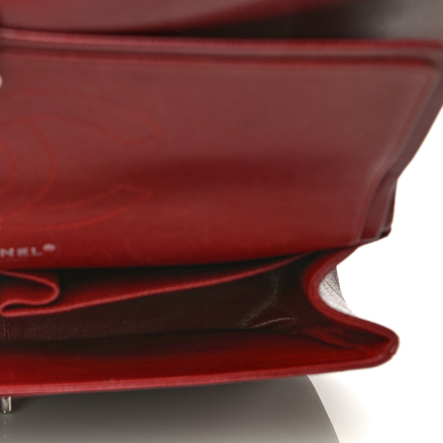 Caviar Quilted Jumbo Double Flap Dark Red