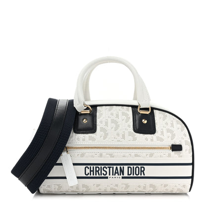 Christian Dior Perforated Calfskin Small Dior Vibe Classic Bowling Bag White 1 of 9