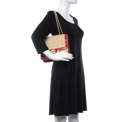 Chanel Lambskin Patent Chocolate Bar Flap Beige Red 3 of 18
