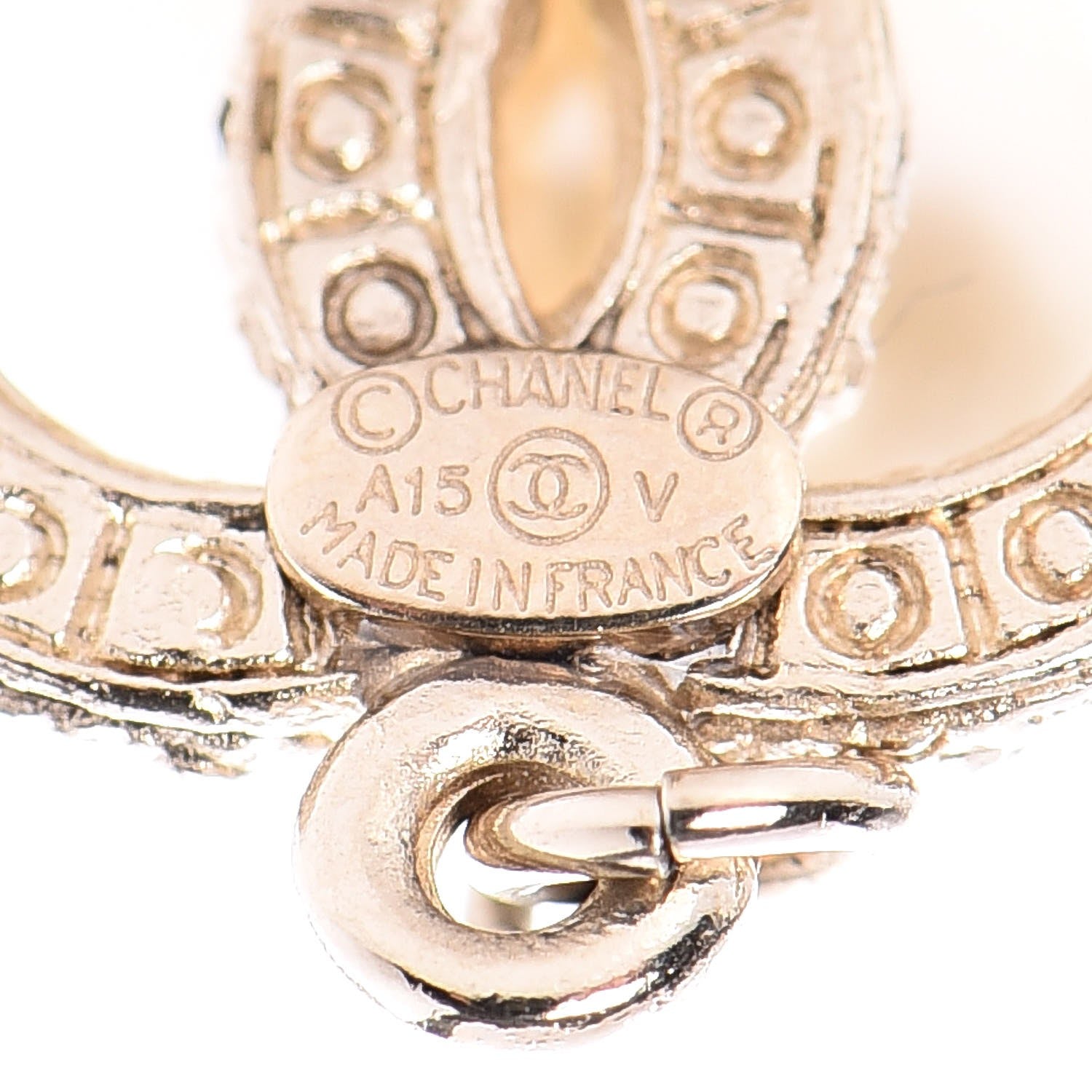 Chanel Pearl CC Drop Earrings Light Gold 4 of 5