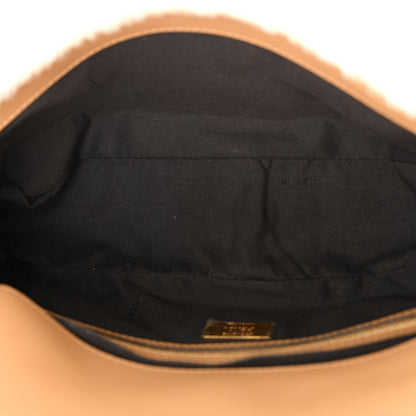 Fendi Shearling Vitello Dolce Macro FF 1974 Baguette White Ice Cuoio Miele Scuro 5 of 11