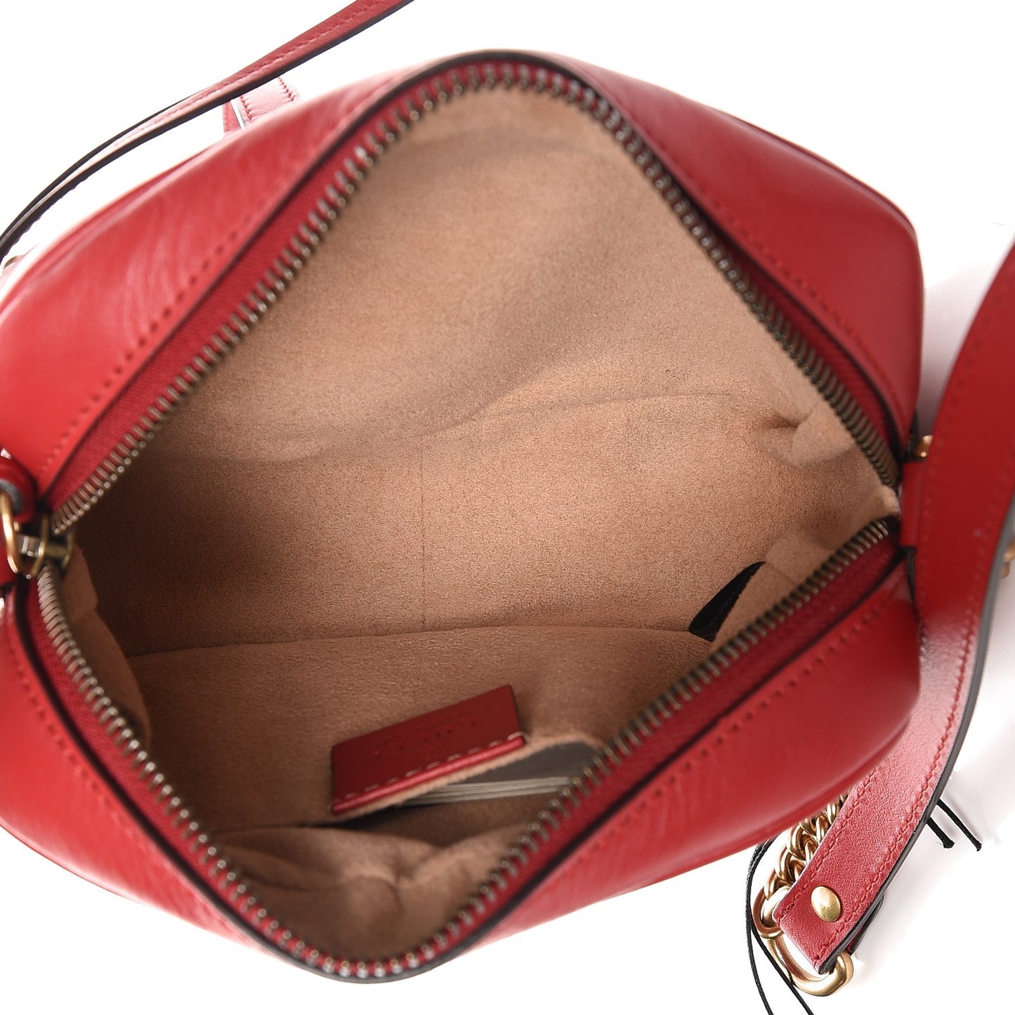 Calfskin Matelasse Mini GG Marmont Chain Shoulder Bag Hibiscus Red