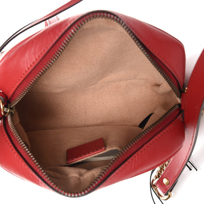 Gucci Calfskin Matelasse Mini GG Marmont Chain Shoulder Bag Hibiscus Red 5 of 7