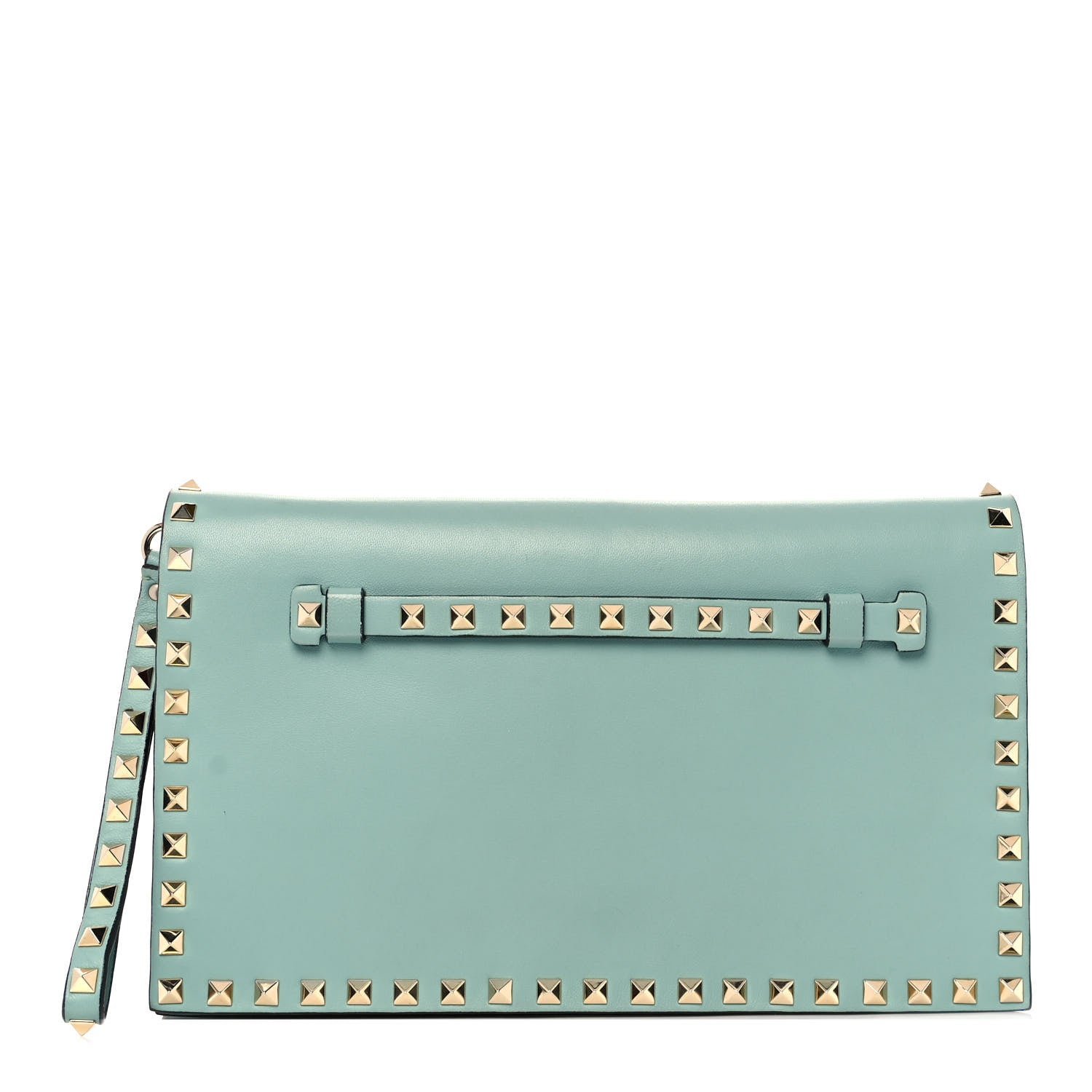 Valentino Garavani Nappa Rockstud Wristlet Clutch Morning Dew 1 of 8