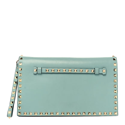 Valentino Garavani Nappa Rockstud Wristlet Clutch Morning Dew 1 of 8