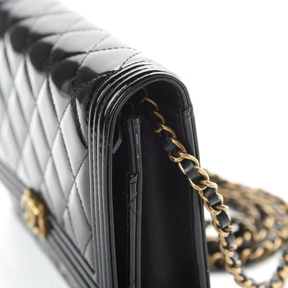 Chanel Patent Calfskin Quilted Boy Wallet On Chain WOC Black 12 of 13