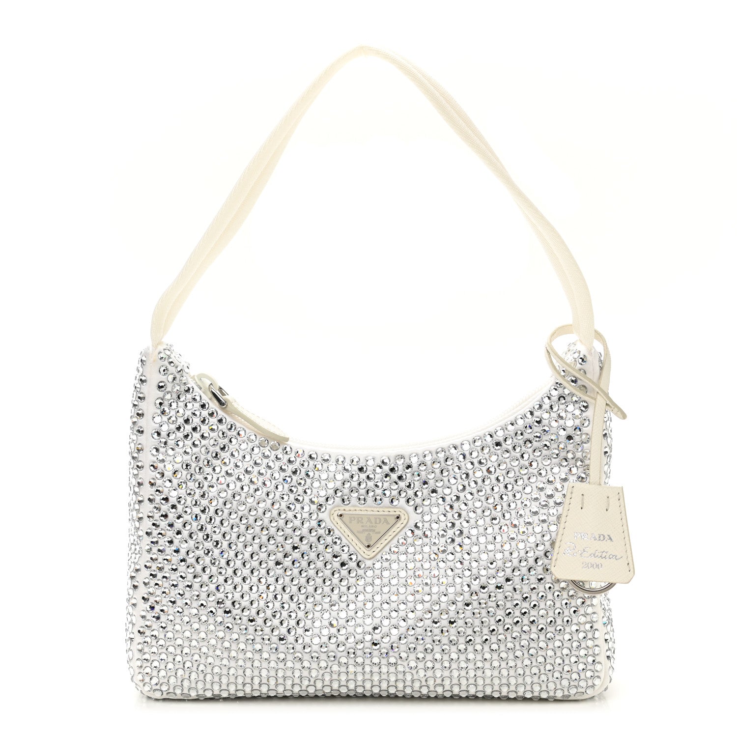 Prada Satin Crystal Mini Re-Edition 2000 Bag White 1 of 12