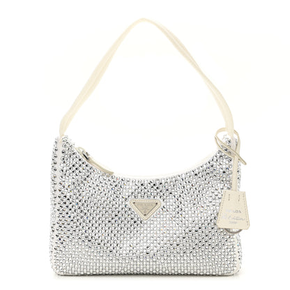 Prada Satin Crystal Mini Re-Edition 2000 Bag White 1 of 12