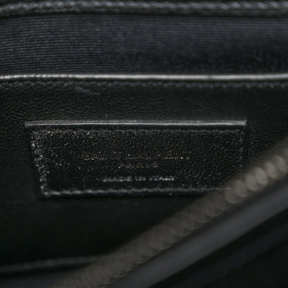 Saint Laurent Sheepskin Matelasse Chevron Monogram Medium College Bag Black 6 of 11