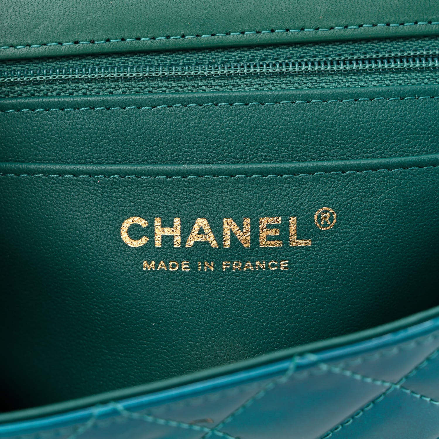 Chanel Shaded Patent Calfskin Quilted Mini Rectangular Flap Green Blue 6 of 11