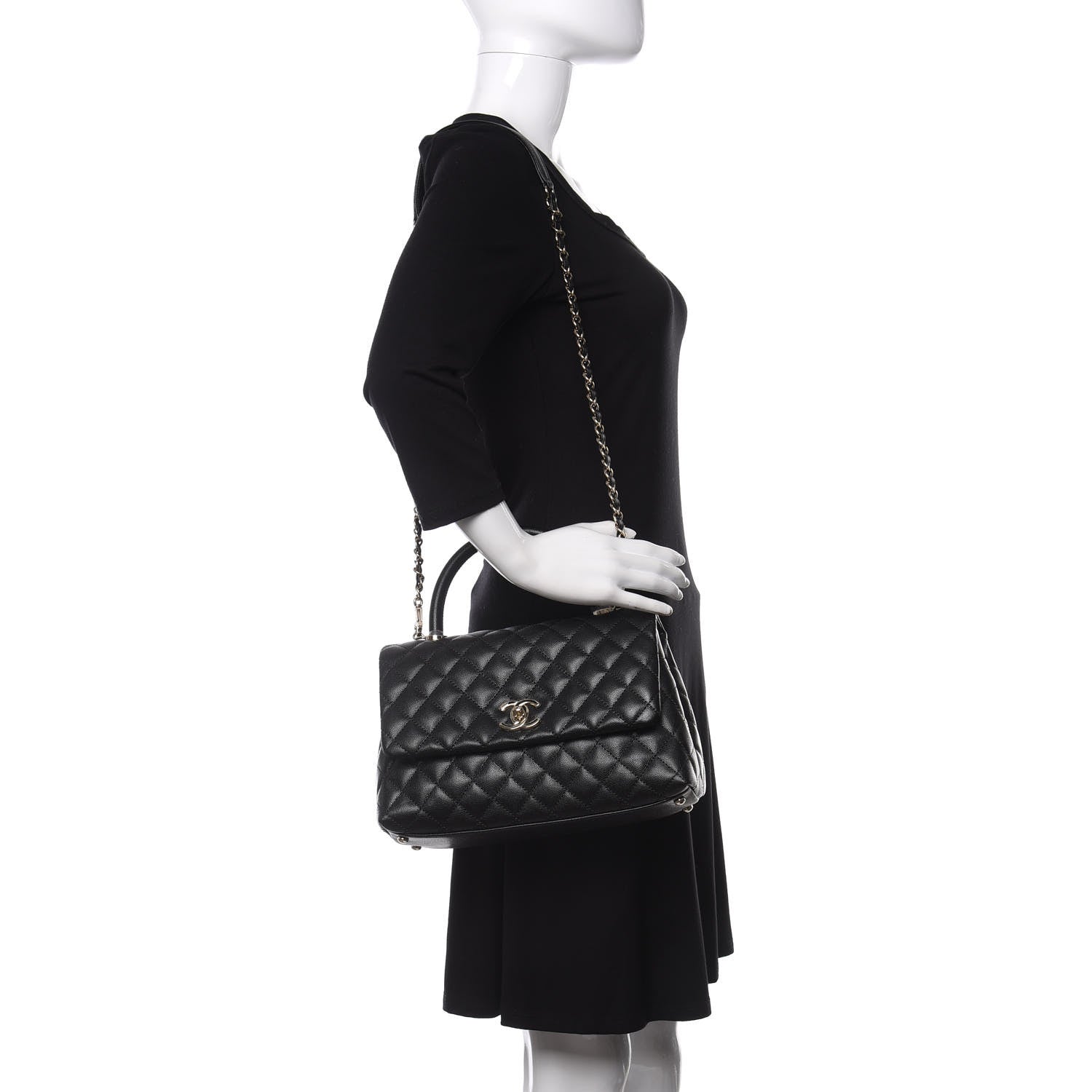 Chanel Caviar Quilted Small Coco Handle Flap Black 2 of 12