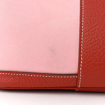 Hermes Toile Militaire Vache Country Garden Party Tote 36 MM Rose Sakura Rouge Duchesse 11 of 11