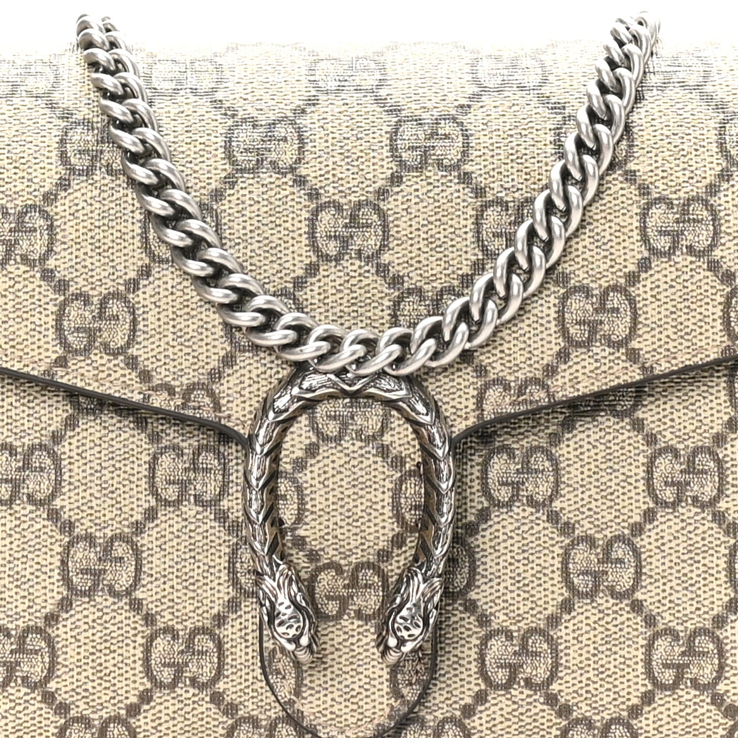 GG Supreme Monogram Mini Dionysus Chain Wallet Beige Taupe