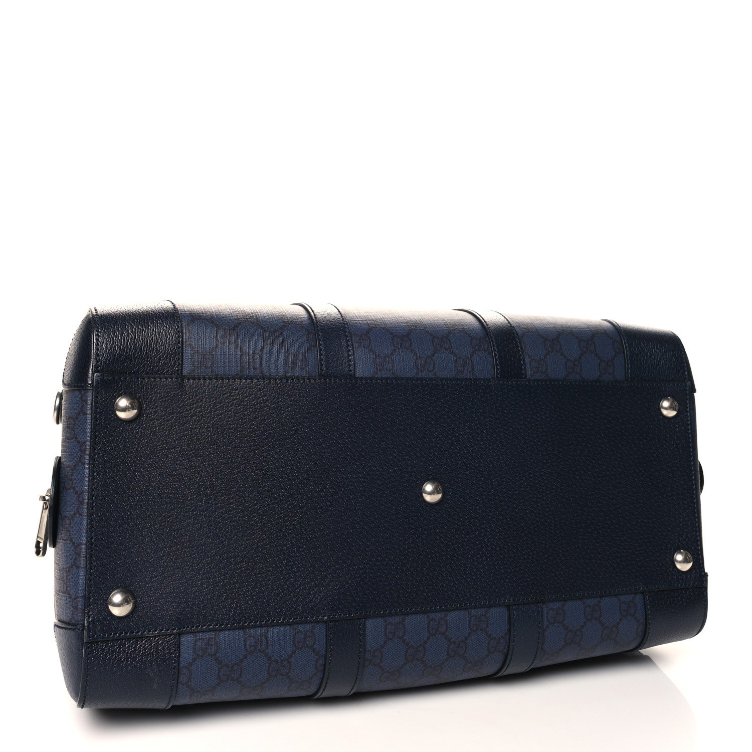 Gucci GG Supreme Monogram Textured Dollar Calfskin Medium Savoy Duffle Bag Blue Black 3 of 11