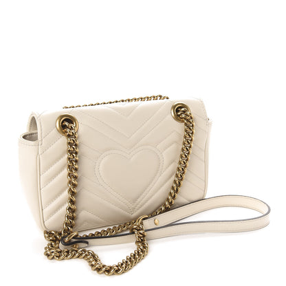 Gucci Calfskin Matelasse Mini GG Marmont Shoulder Bag White 3 of 13