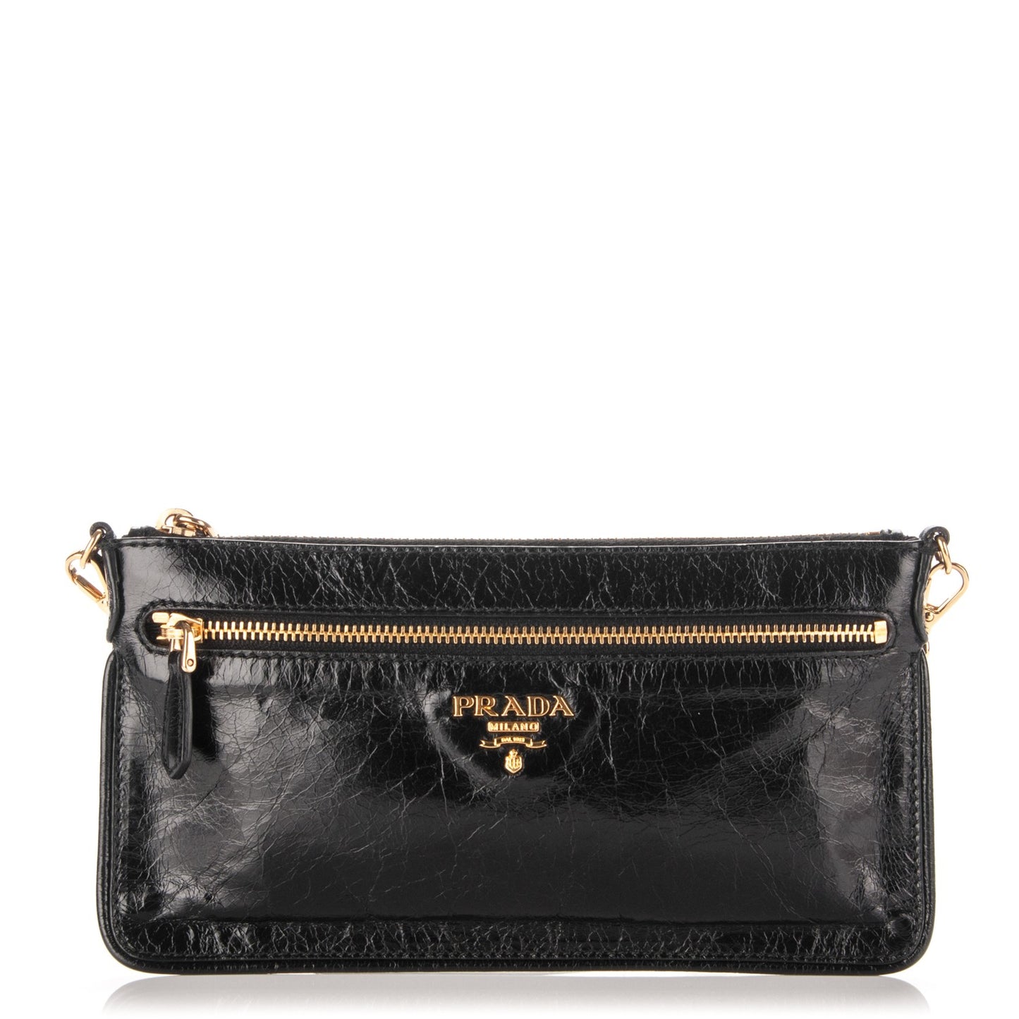 Vitello Shine Zip Crossbody Bag Nero Black