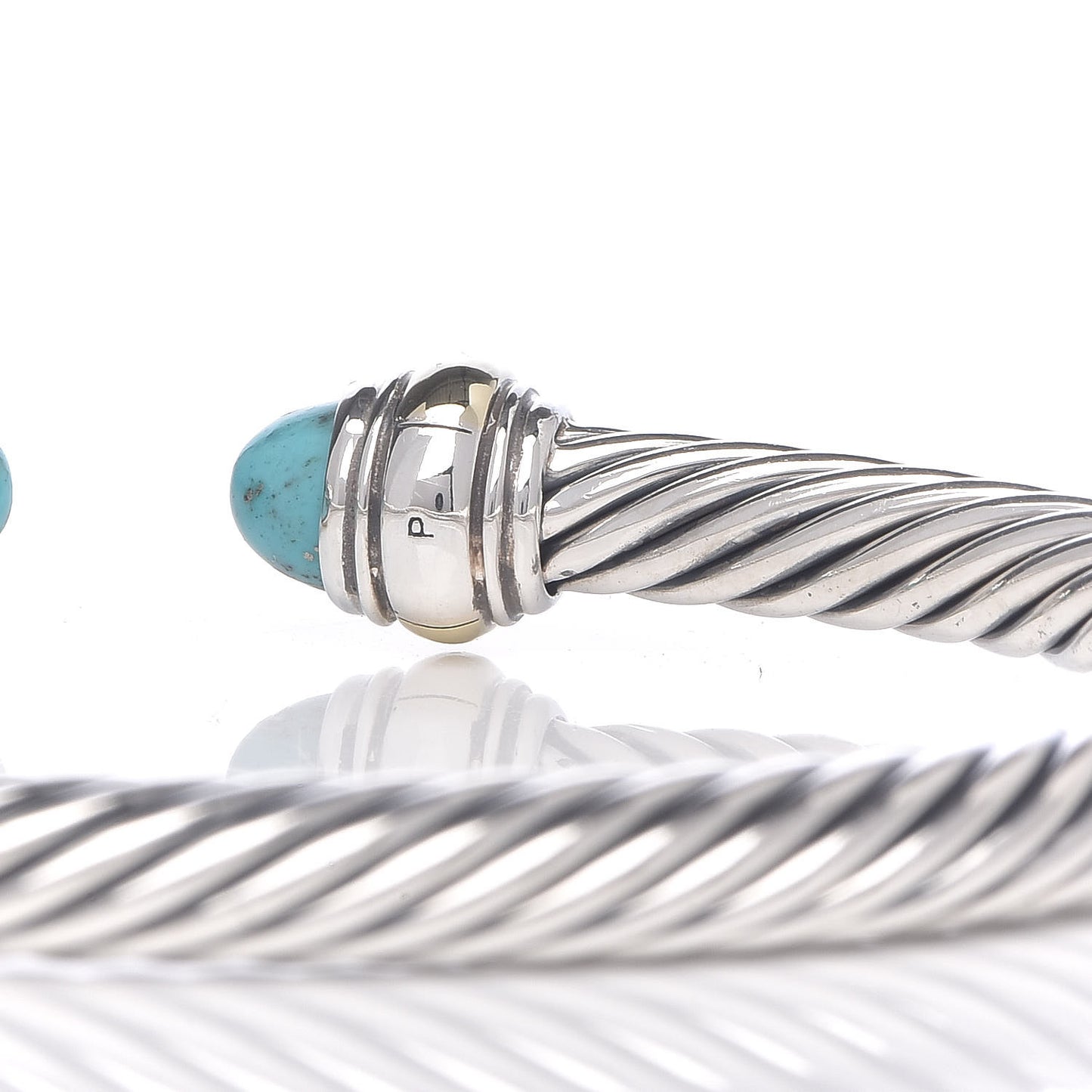 Sterling Silver 14K Yellow Gold Turquoise 5mm Cable Classics Bracelet