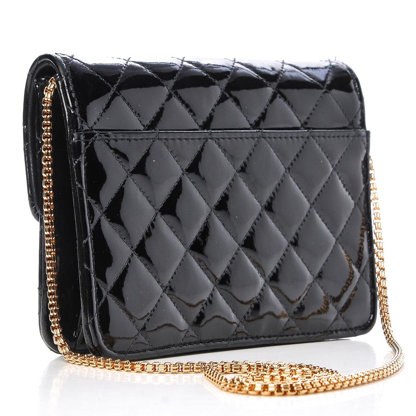 Patent Quilted Mini Flap Black