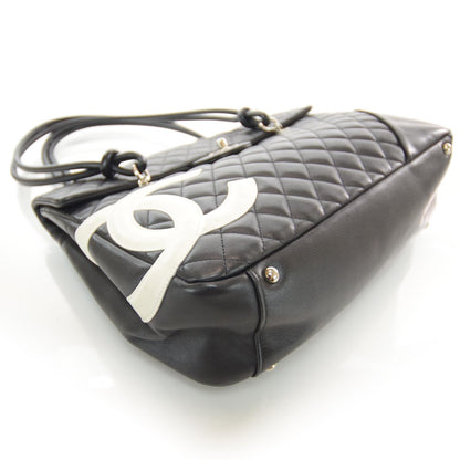 Chanel Calfskin Quilted Large Cambon Flap Black White 4 of 11