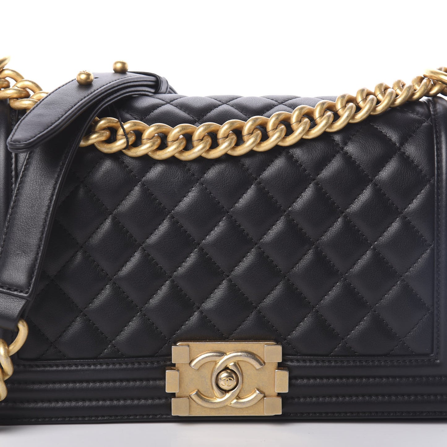 Calfskin Quilted Medium Boy Flap Black