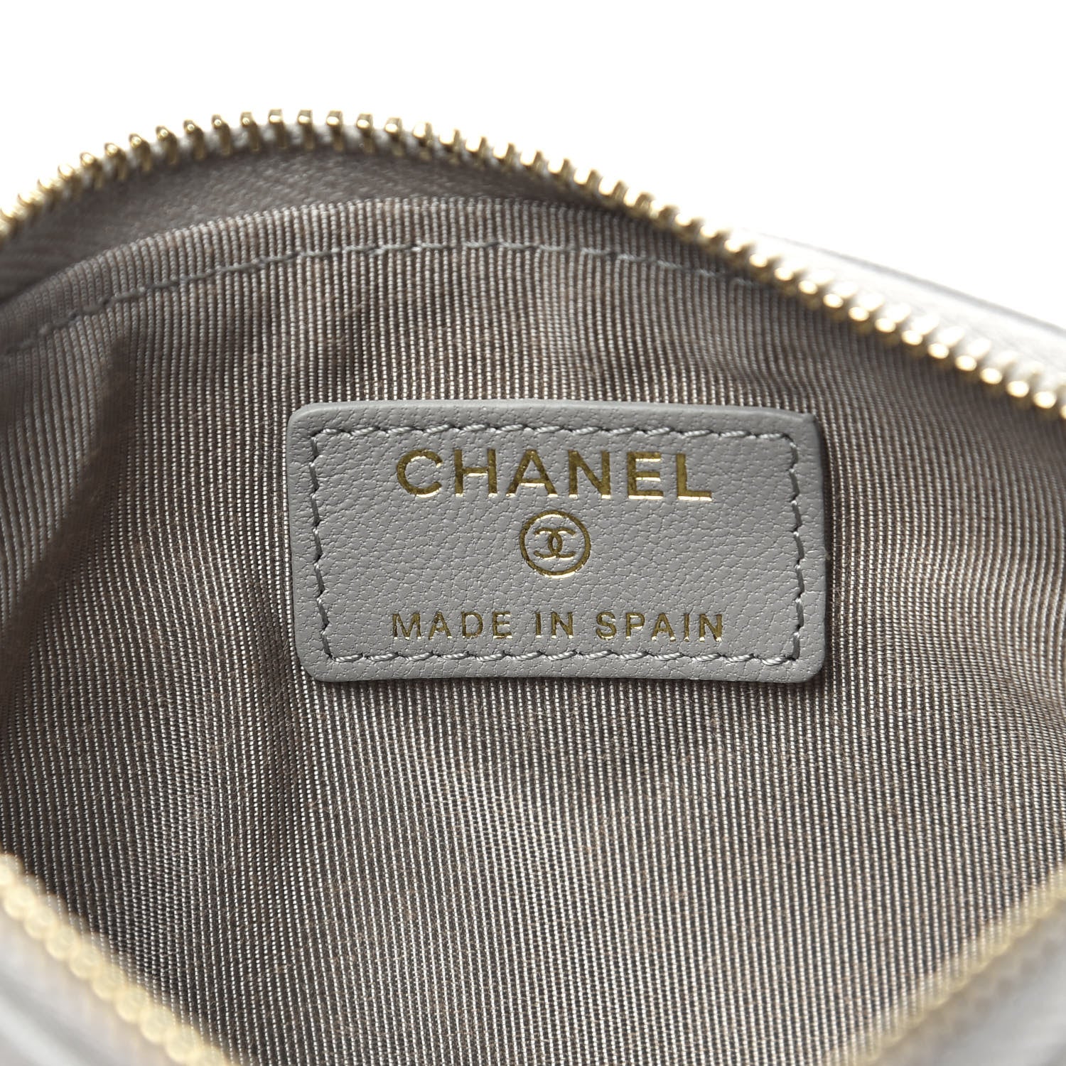 Chanel Sheepskin Chevron Quilted Small Vintage Mademoiselle Cosmetic Case Grey 6 of 9