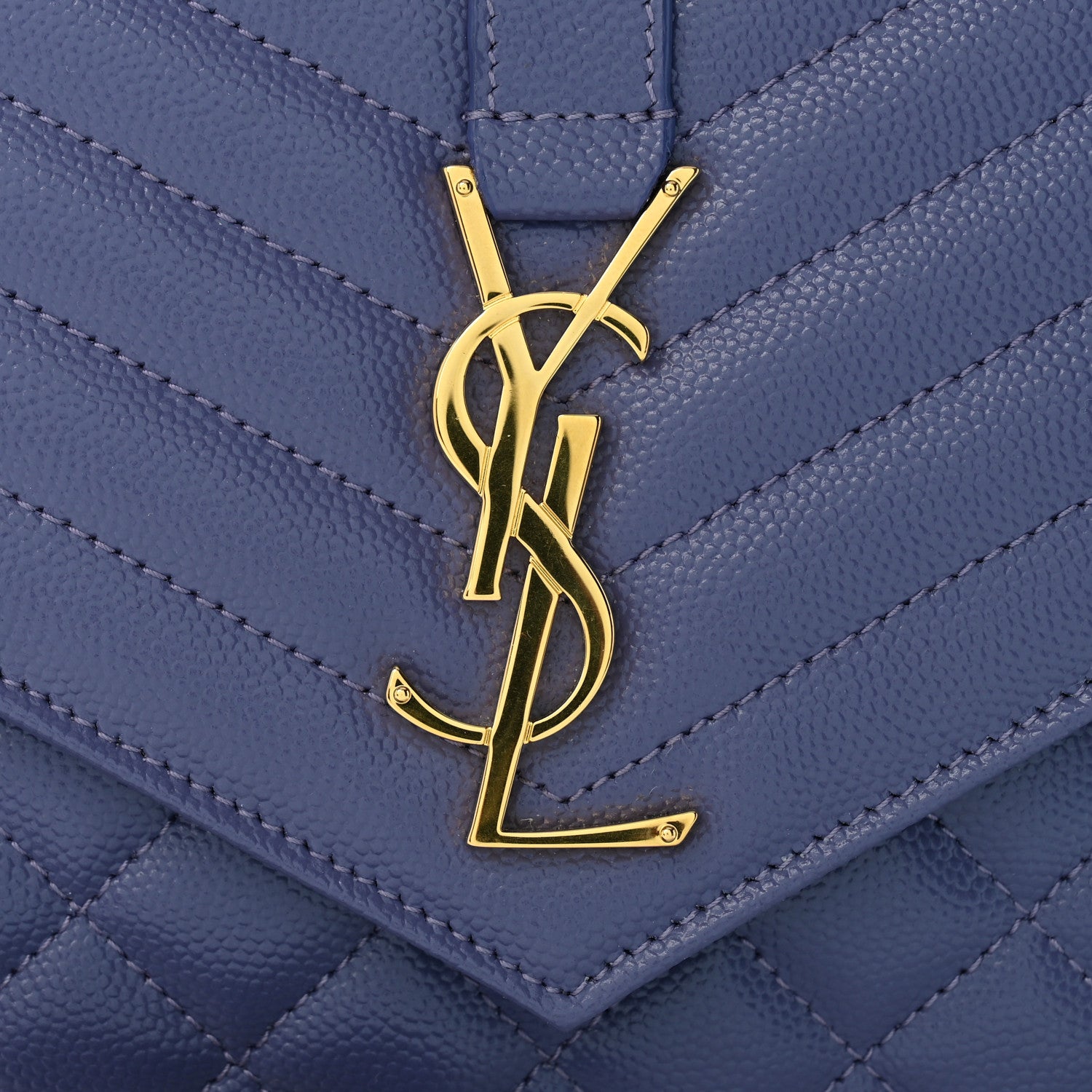 Saint Laurent Grain De Poudre Textured Mixed Matelasse Triquilt Monogram Clutch Dark Wisteria 11 of 11
