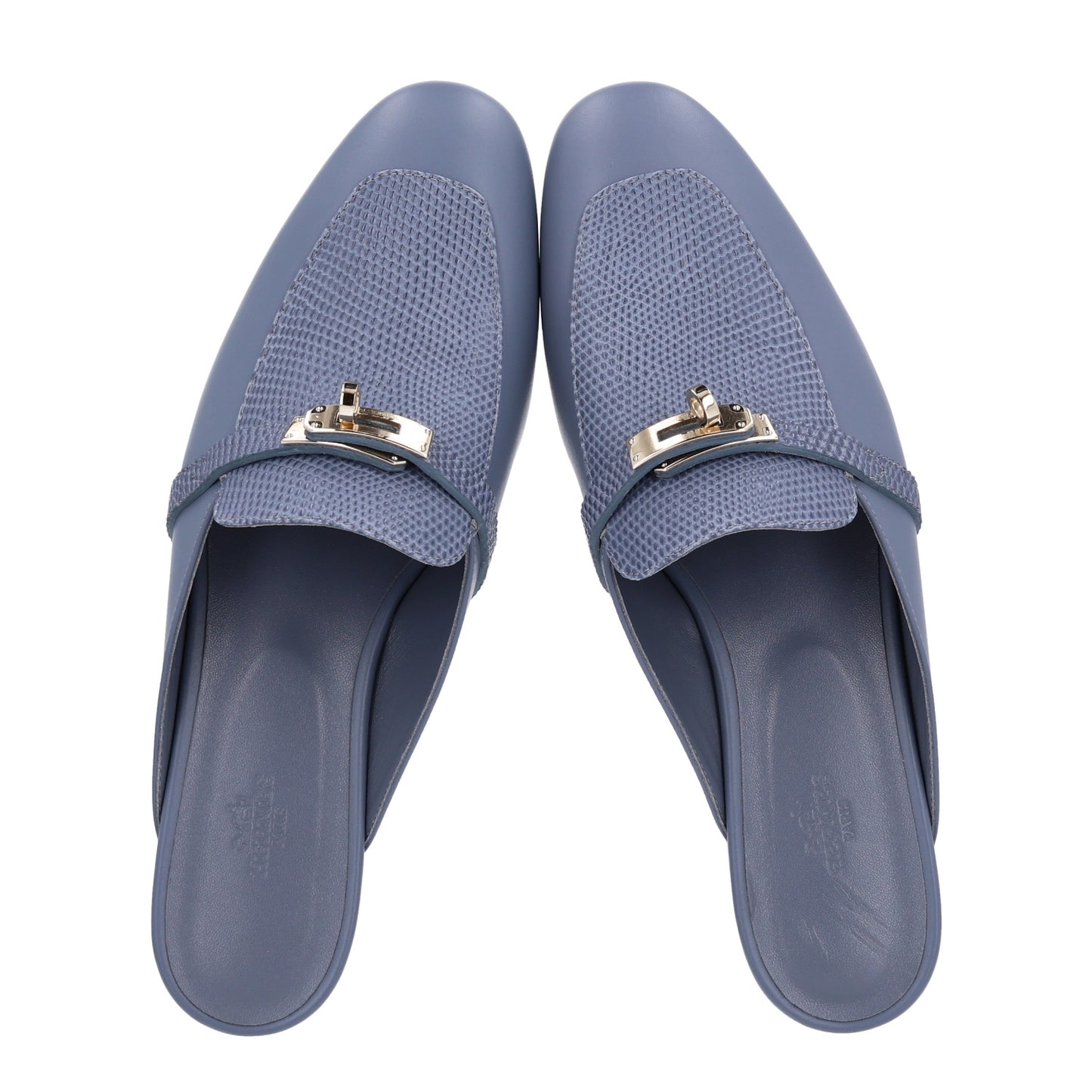 Lizard Calfskin Oz Mules 41 Bleu Grignon
