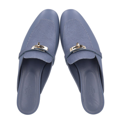 Hermes Lizard Calfskin Oz Mules 41 Bleu Grignon 2 of 11
