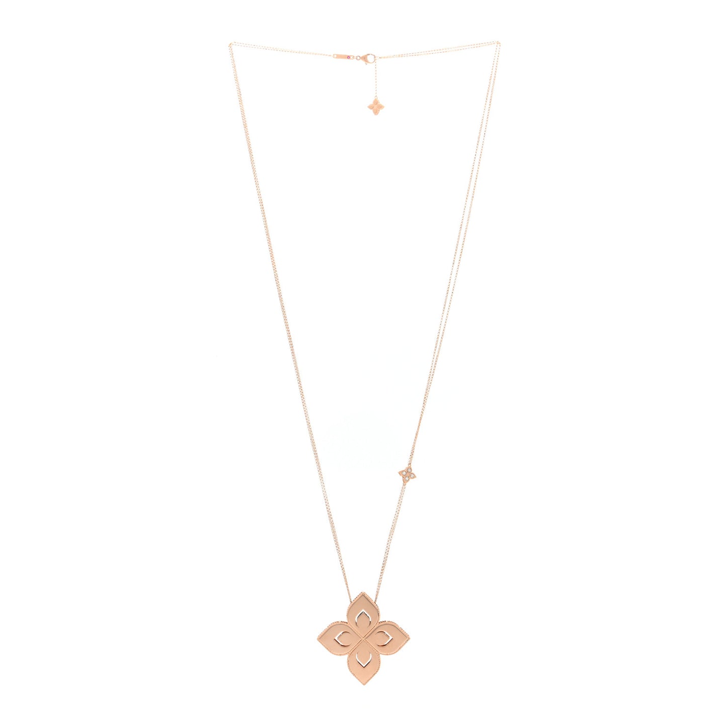 18K Rose White Gold Large Princess Flower Pendant Necklace
