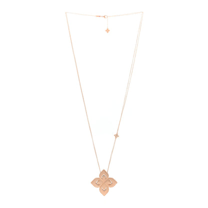 Roberto Coin 18K Rose White Gold Large Princess Flower Pendant Necklace 3 of 4