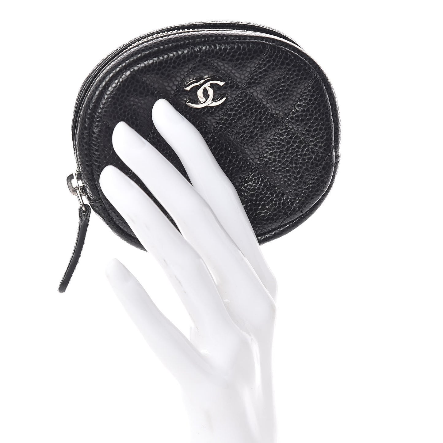Caviar Quilted Zip Around Classic Coin Purse Black