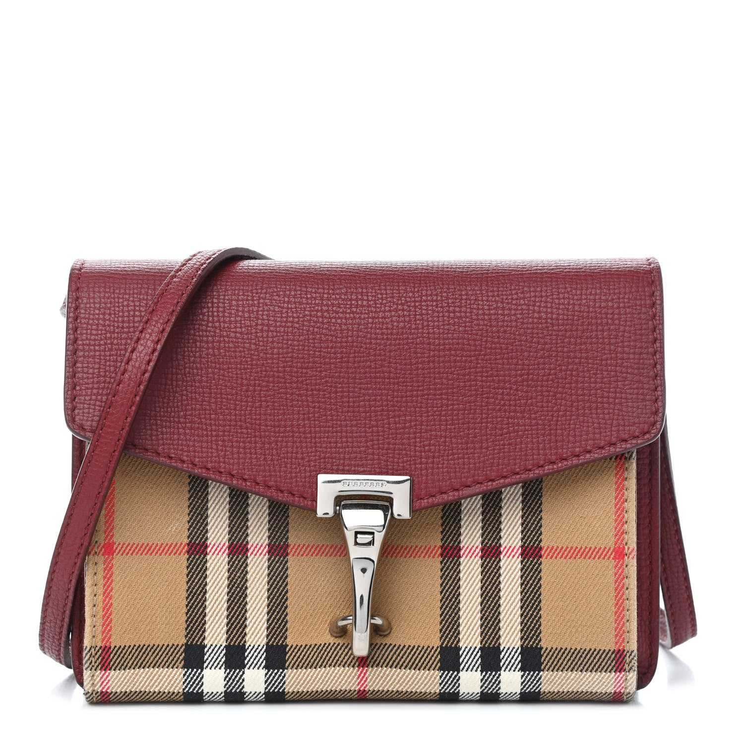 Burberry Derby Calfskin House Check Mini Macken Crossbody Bag Russet Red 1 of 10