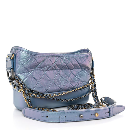 Chanel Iridescent Aged Calfskin Quilted Small Gabrielle Hobo Blue 3 of 11