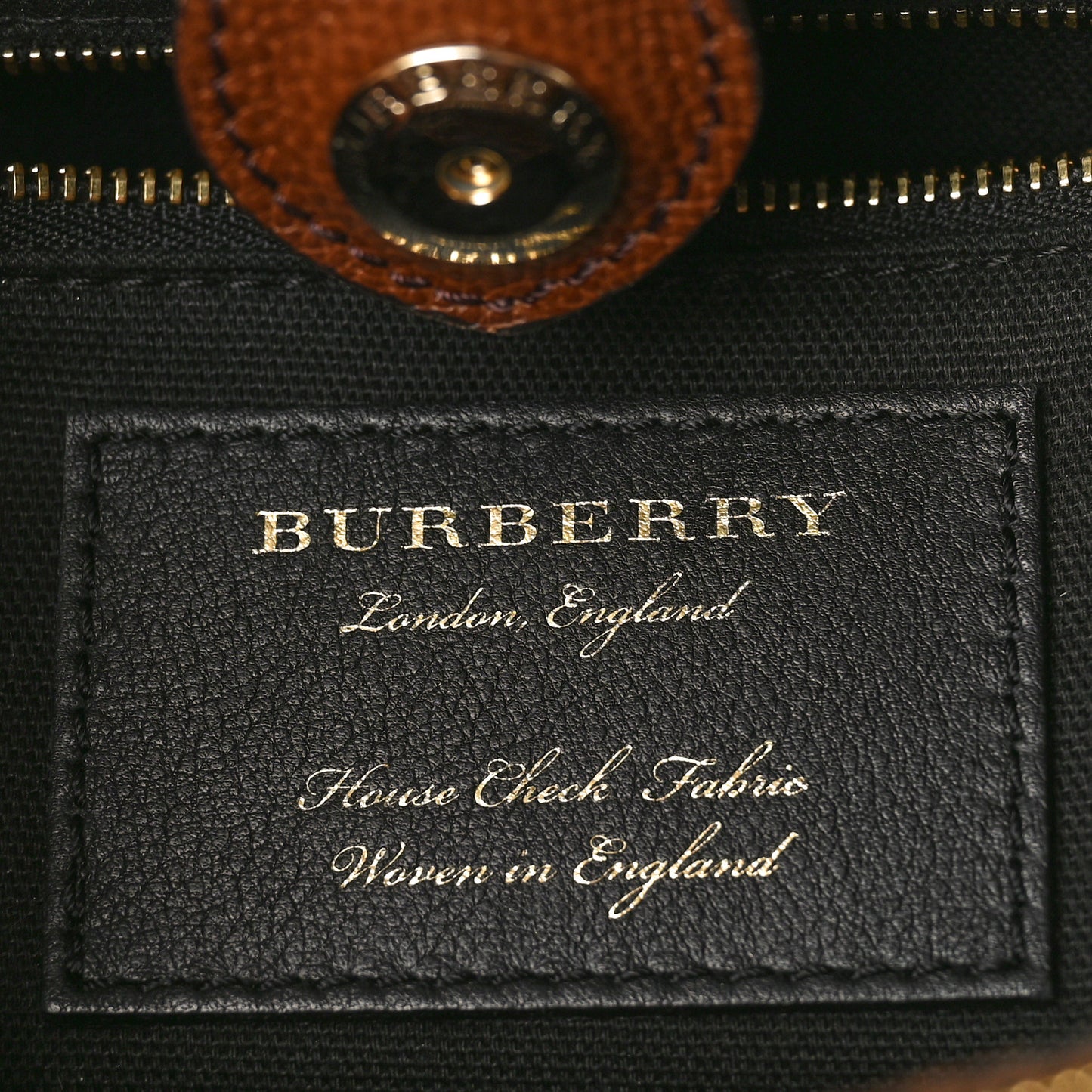Grainy Calfskin House Check Large Banner Tote Tan