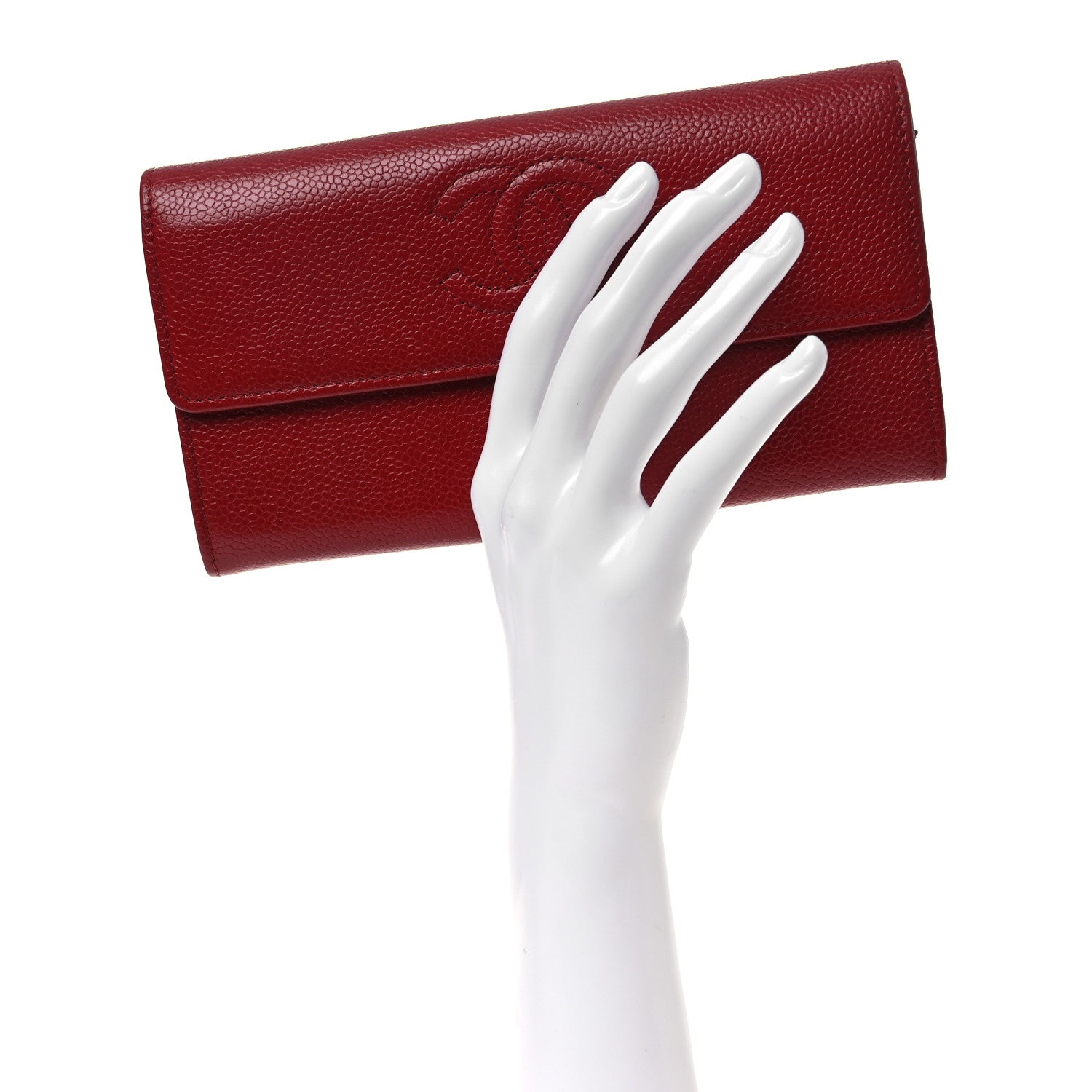 Chanel Caviar Timeless CC Large Gusset Flap Wallet Light Red 2 of 10