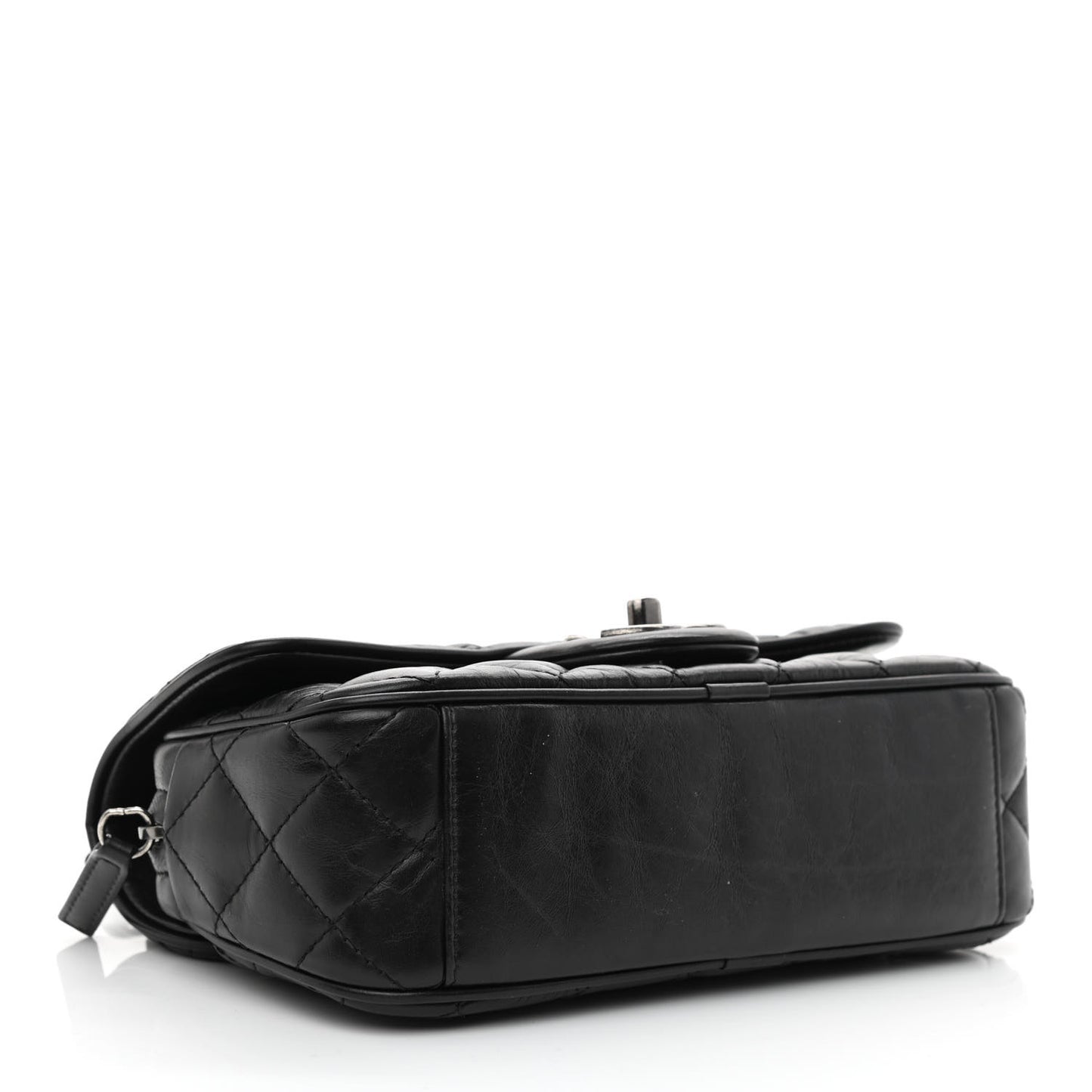 Aged Calfskin Quilted Small Easy Flap Black